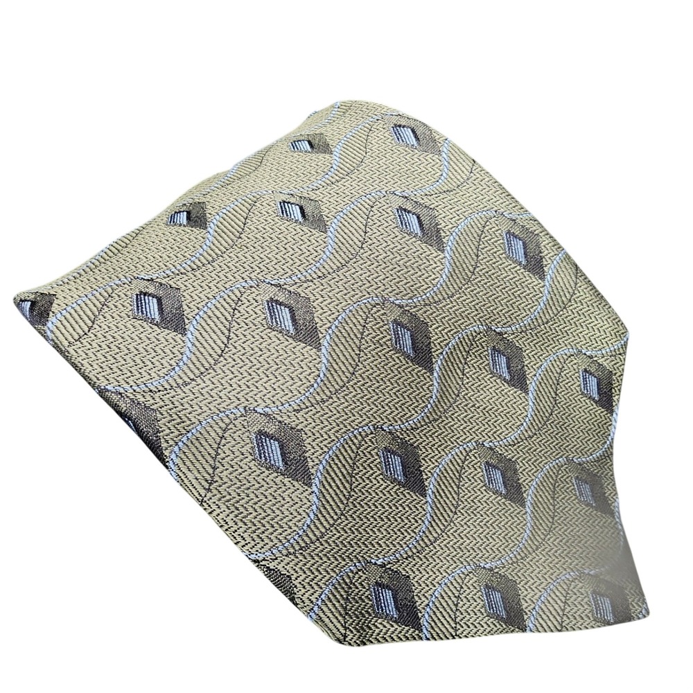 Jos A Bank 58" Green Geometric Silk Tie Classic Professional Business Career